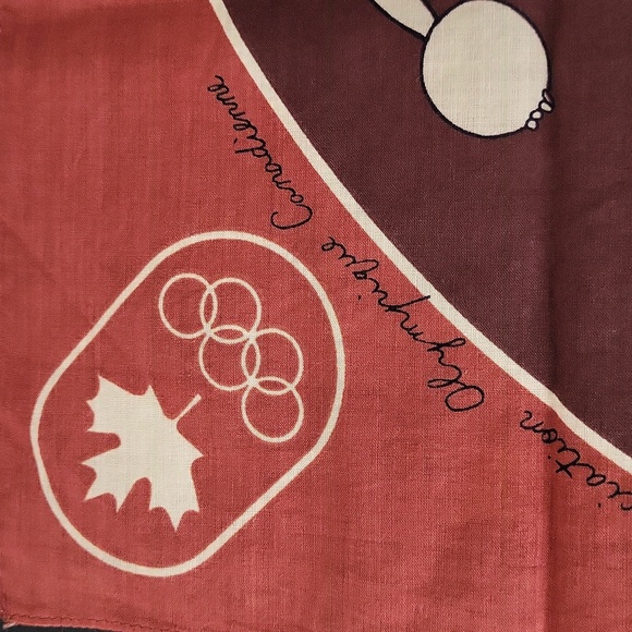 Vintage Canadian Olympic Association Square Scarf Olympic Greek Figures 20"x 20" - Picture 4 of 10
